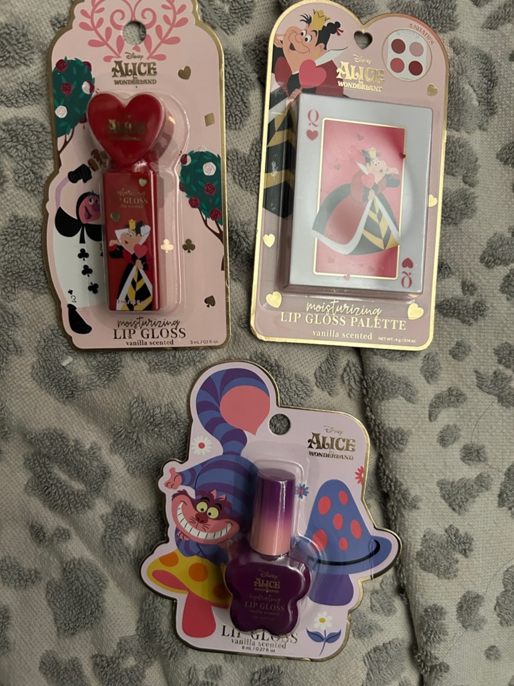 Alice in Wonderland Lip Gloss Trio - Red, Pink & Purple